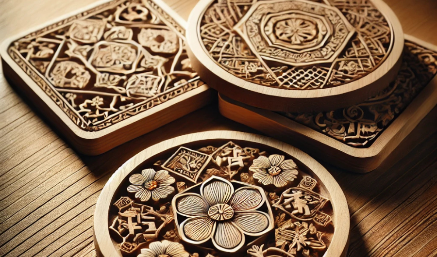 Wooden Coasters with Intricate Patterns