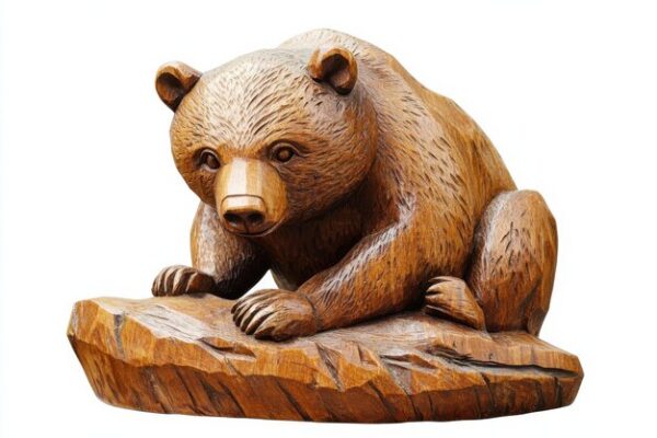 wooden bear sculpture