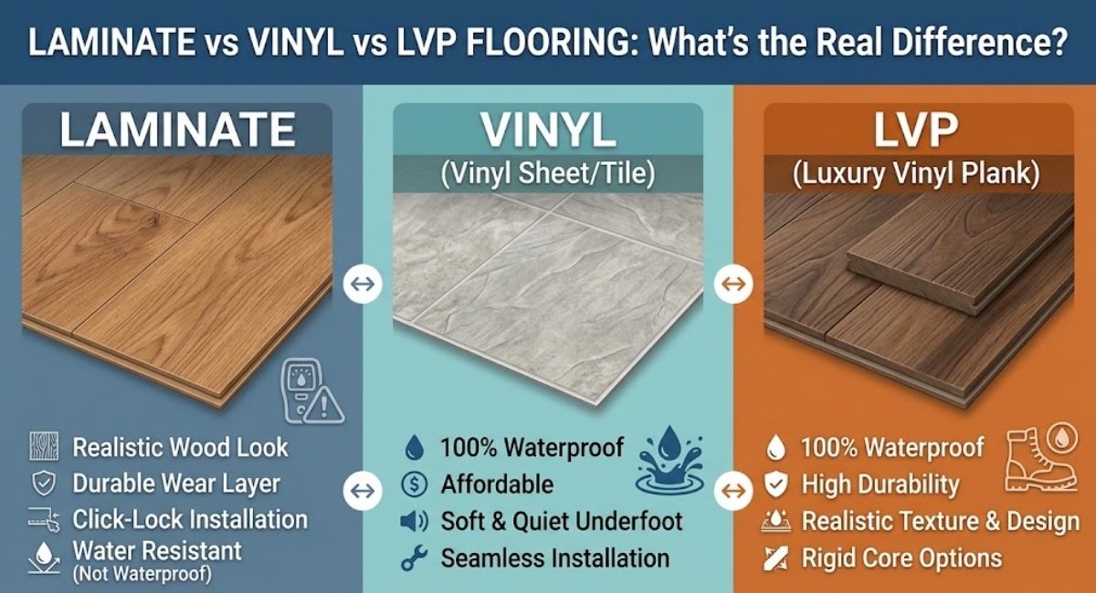 Laminate vs Vinyl vs LVP Flooring